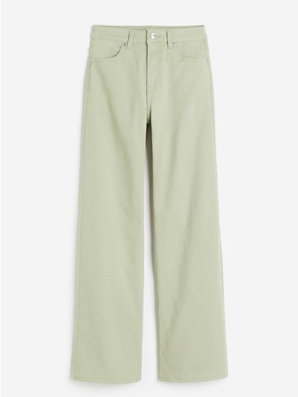 Sage Green Wide Leg Twill Pants